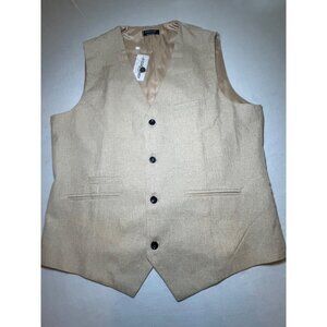 Mens Beige Coofandy Vest Size M 100% Polyester V-Neck Button Front Sleeveless